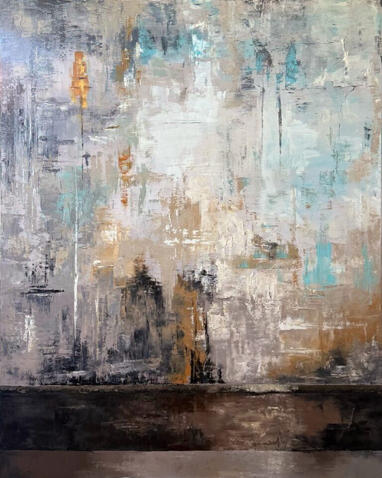 Szmery - obraz olejny na płótnie, 150x120 cm, Katarzyna Żebrakowska
