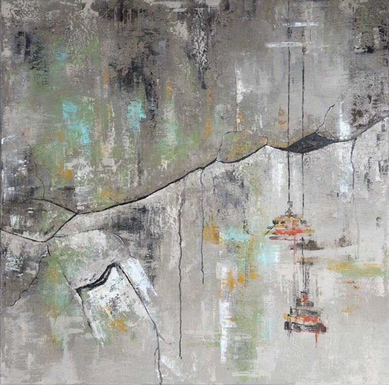 Zgrzyty - obraz olejny na płótnie, 100x100 cm, Katarzyna Żebrakowska